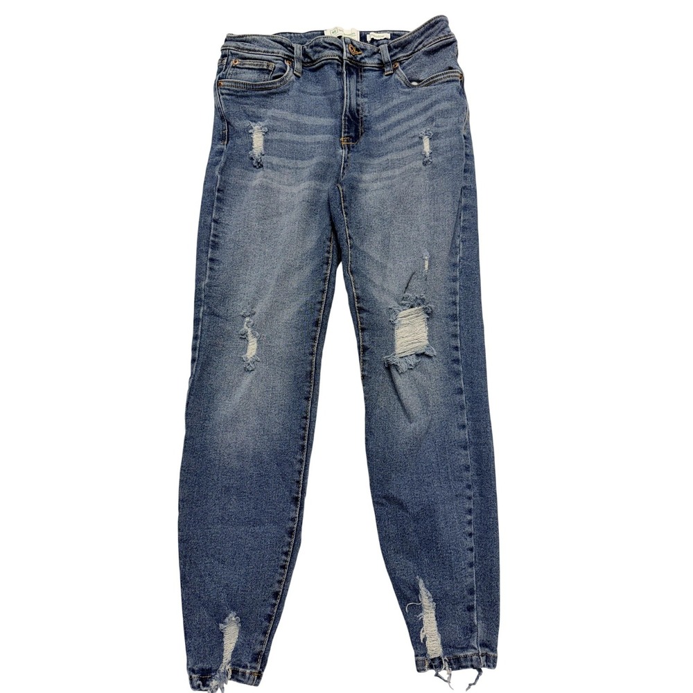 RE Generation Celebrity Pink Mom Jeans Juniors 11/30 Blue‎ High Rise Distressed